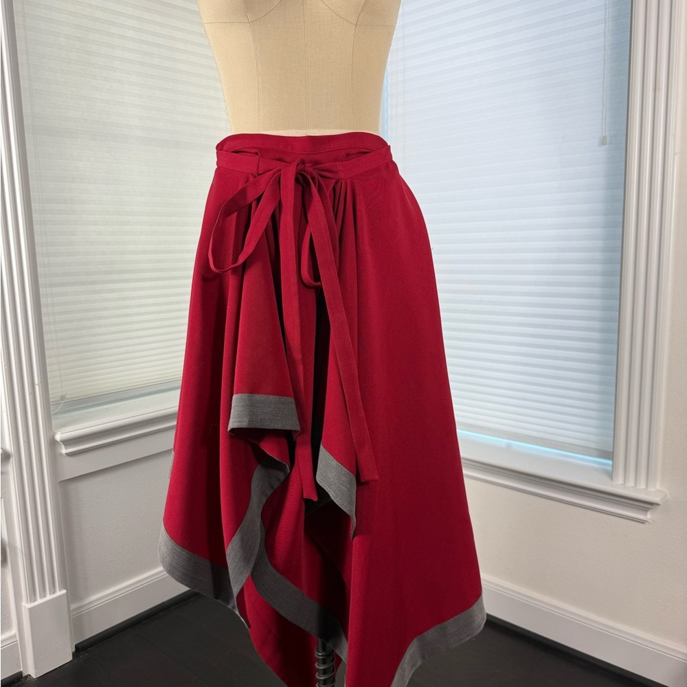 Reason Asymmetrical Red and Gray Skirt